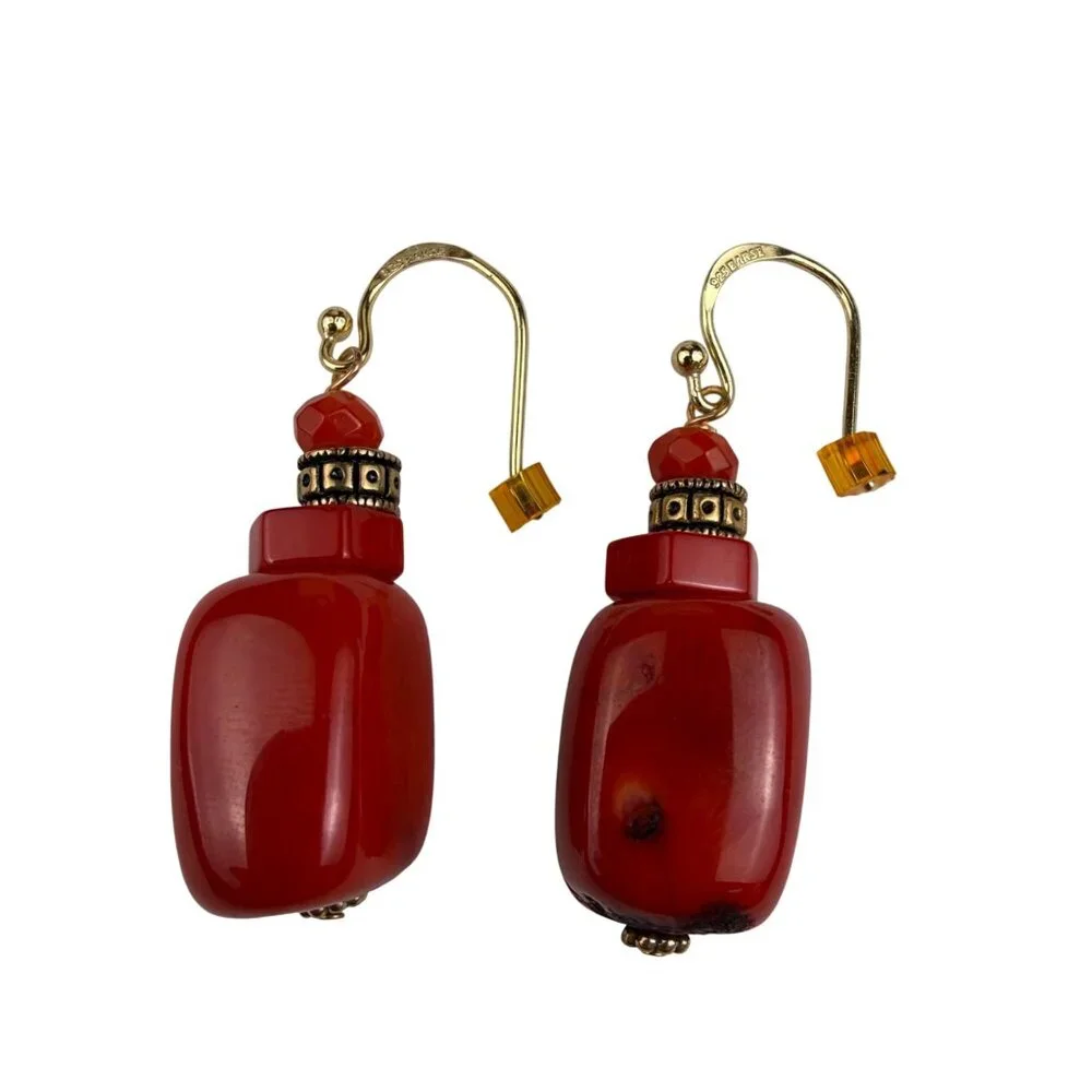 Barse Womens Red Stone & Gold Tone Earrings & Necklace Set - Picture 5 of 9